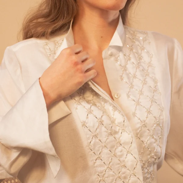 Embellished Quilted Tux Shirt by Aimee Joyce London
