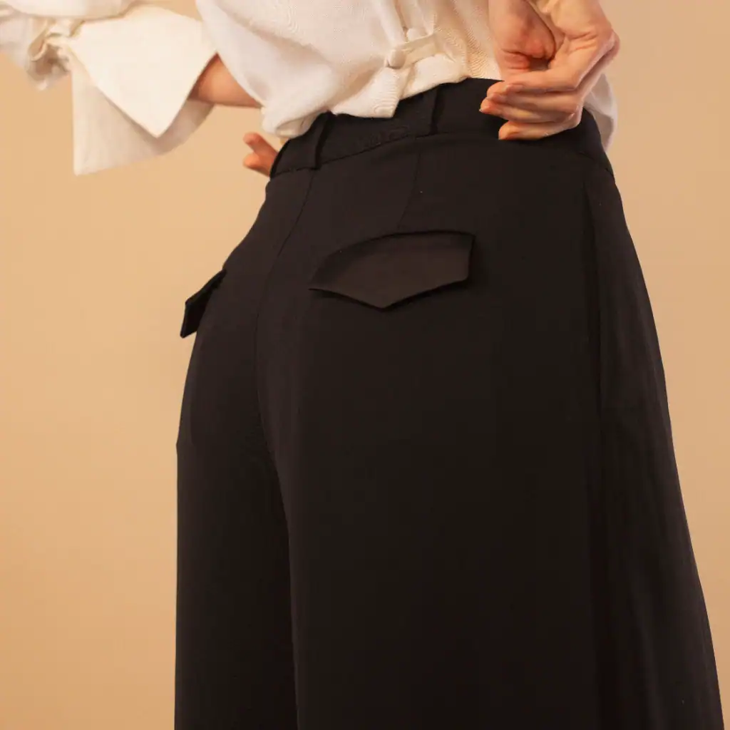 Black Pleated Palazzo Pant 5 black pleated palazzo pant Black Pleated Palazzo Pant - Image 5