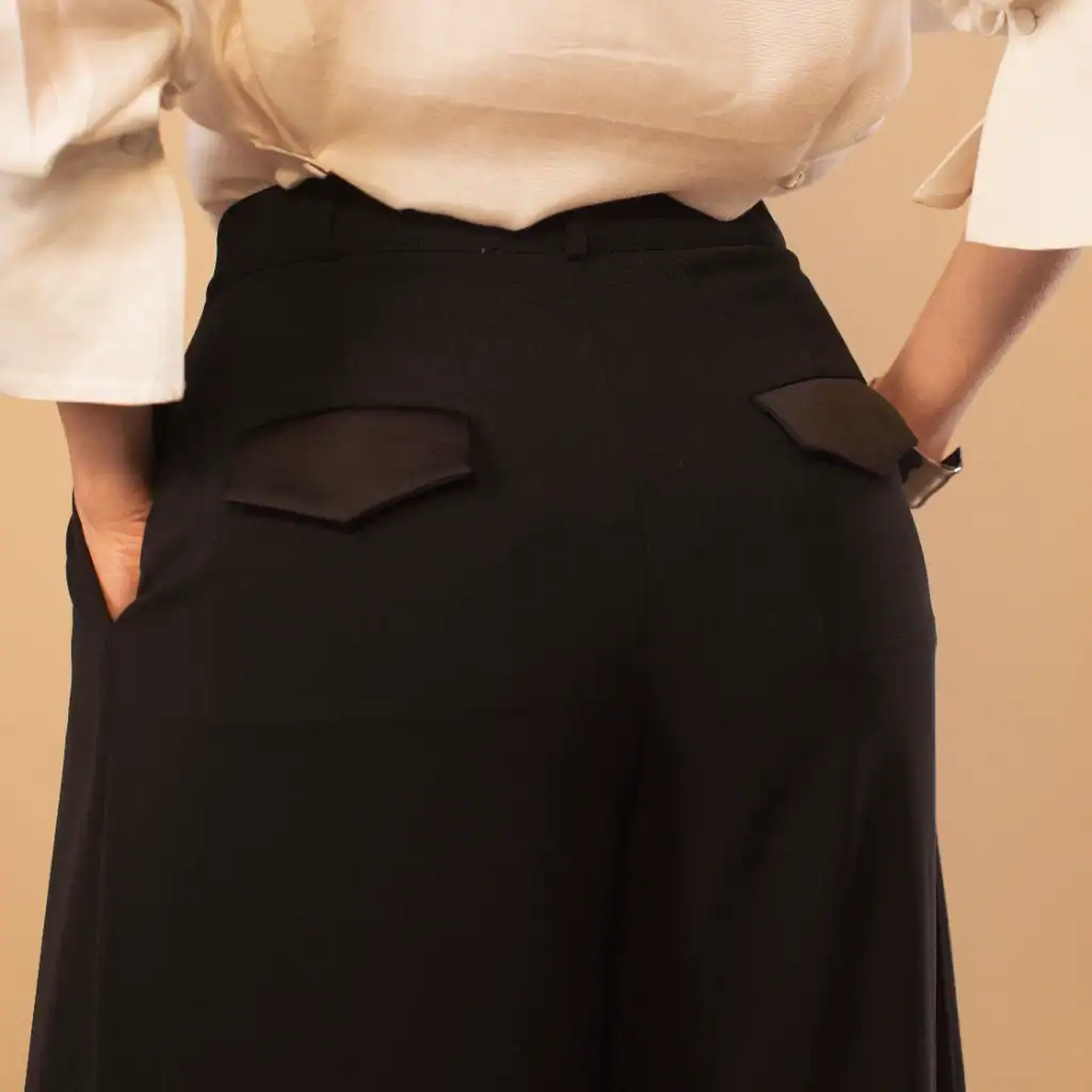Black Pleated Palazzo Pant 9 black pleated palazzo pant Black Pleated Palazzo Pant - Image 9