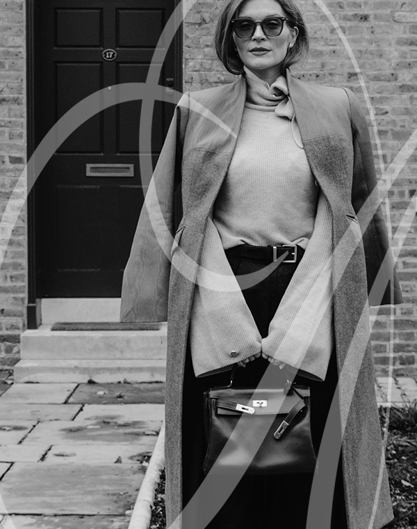 Lifestyle imagery of Aimee Joyce London Styled Outfit in Seasonal Knitwear and Outerwear. Women's wear Boutique outfit Lifestyle image.