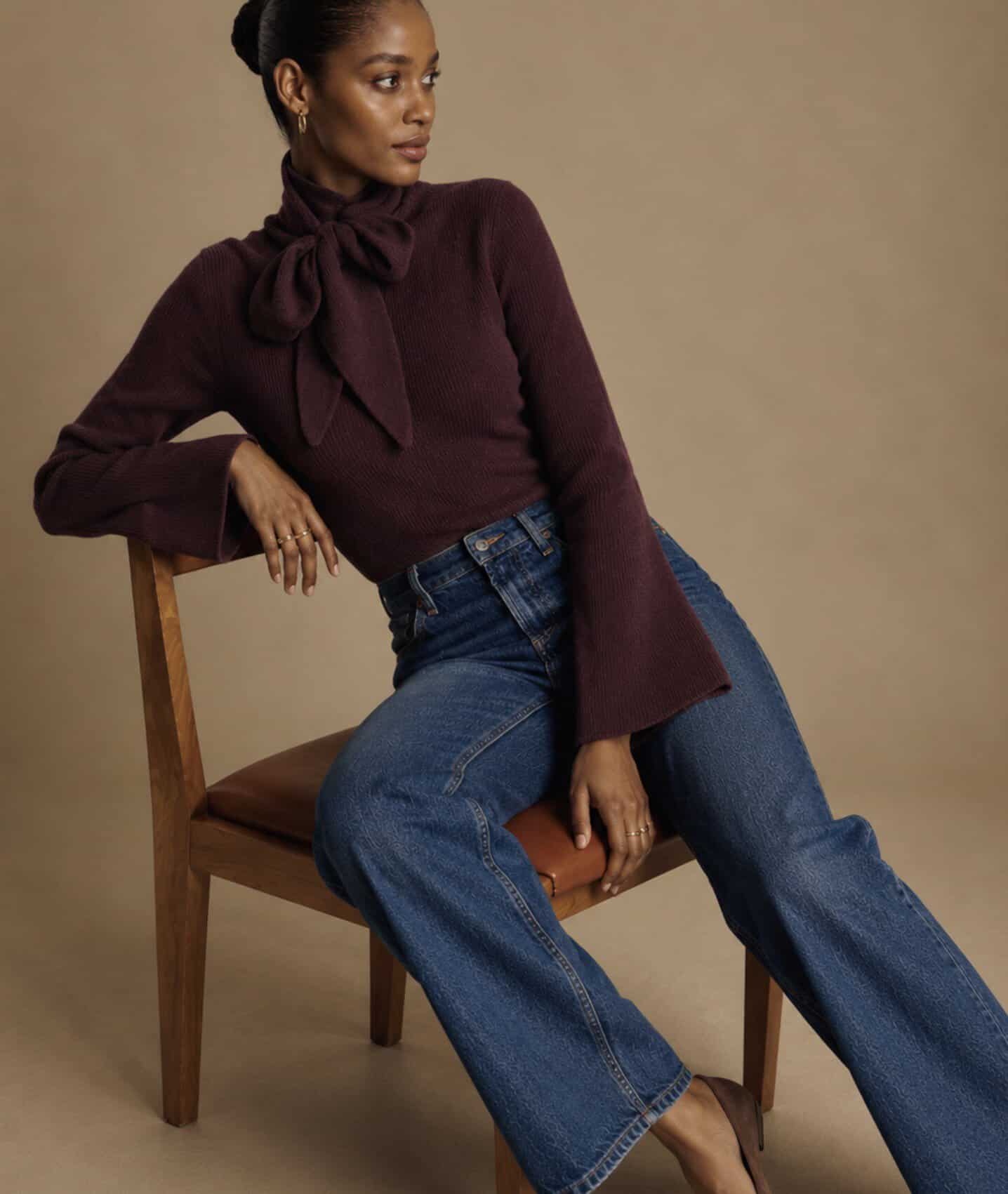 Plum fitted knit 3 Elegant plum fitted knit with bow detail by Aimee Joyce London.