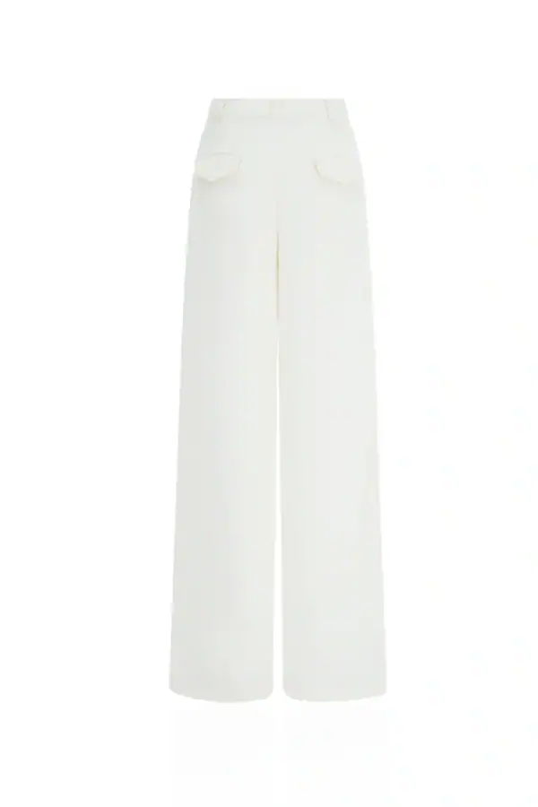 Champagne Pleated Palazzo Pant by Aimee Joyce London, view 12
