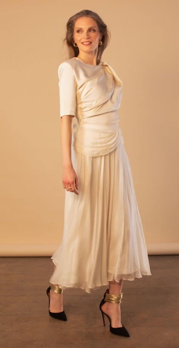 CREAM DRAPED SKIRT by Aimee Joyce London, view 10