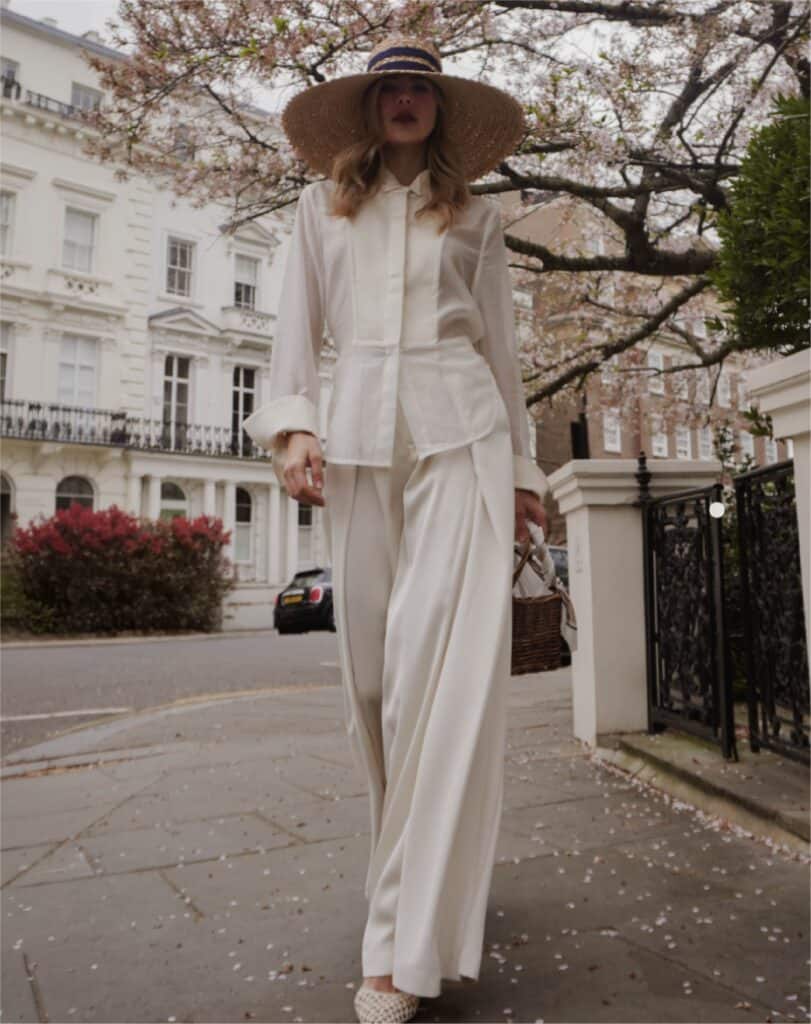 Lady in London walking to a Women's wear boutique
