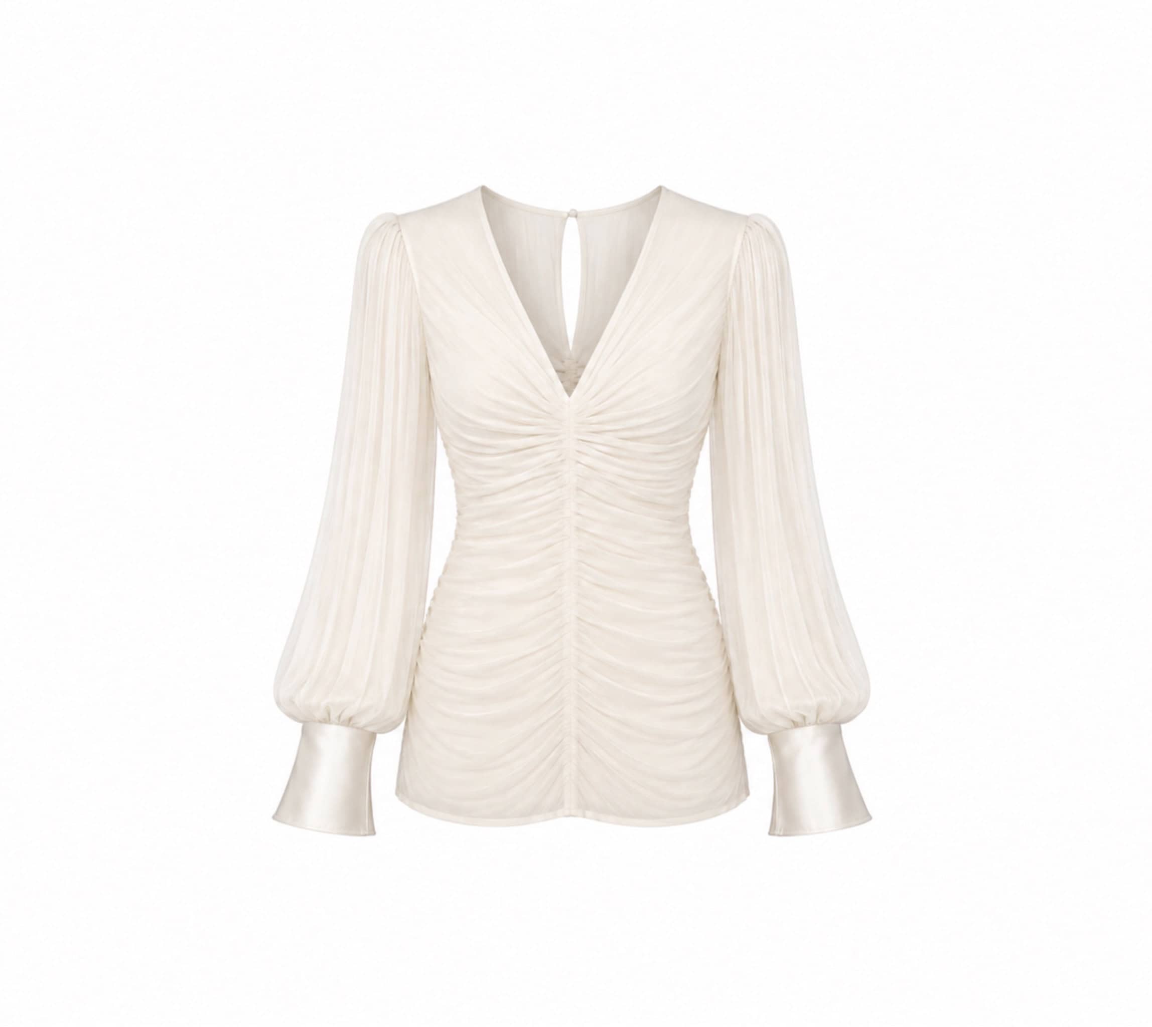 The Audrey 2 champagne tux shirt The Audrey blouse in cream chiffon