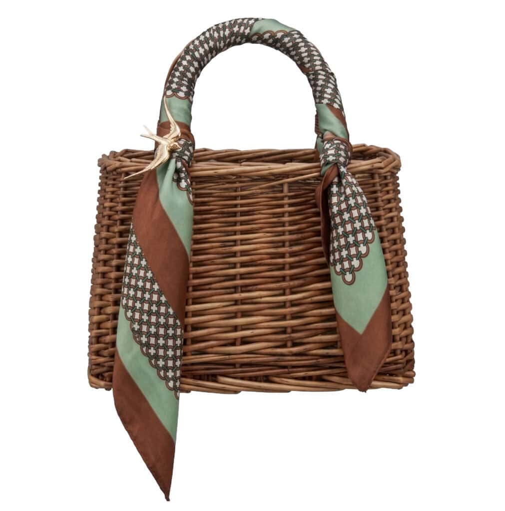Wicker basket bag in London women's wear boutique