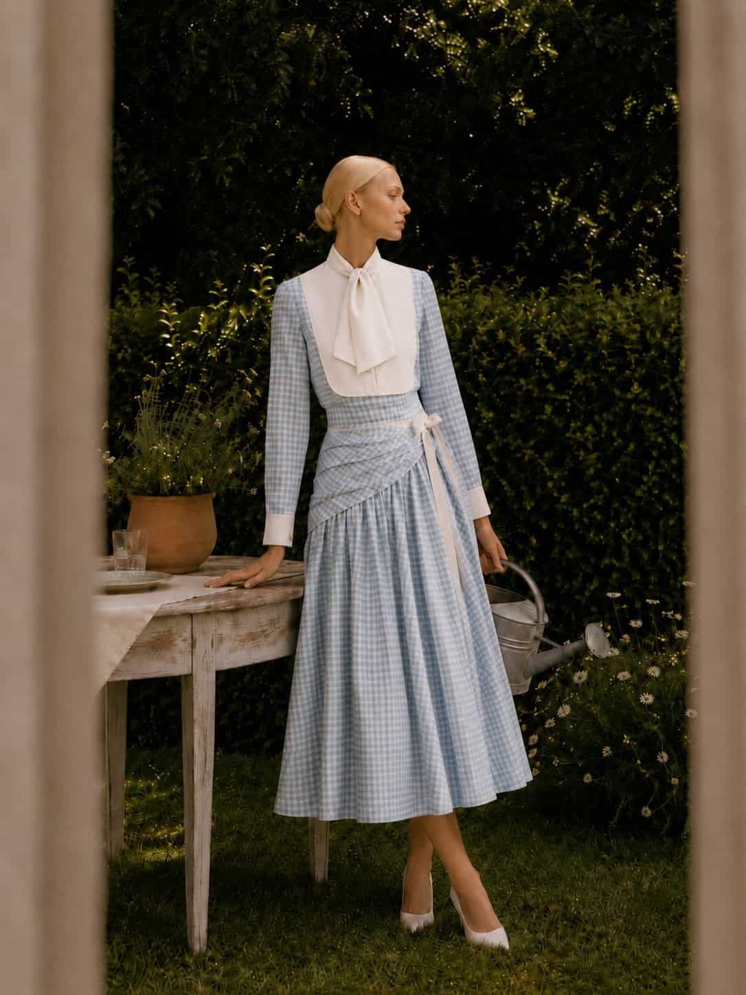 Tilda gingham tux shirt