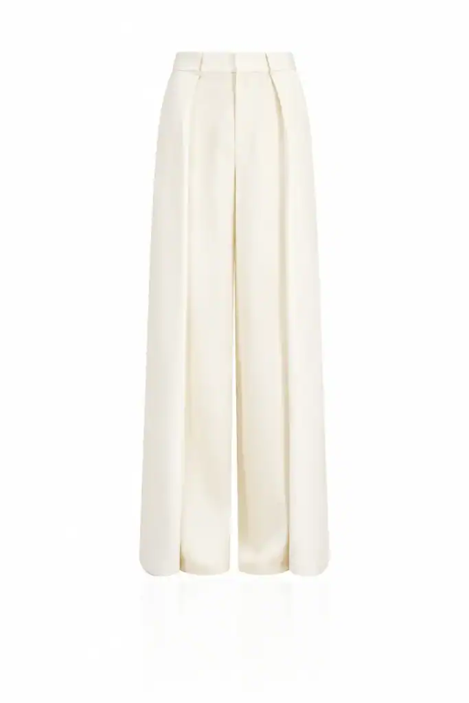 Champagne Pleated Palazzo Pant by Aimee Joyce London, front view